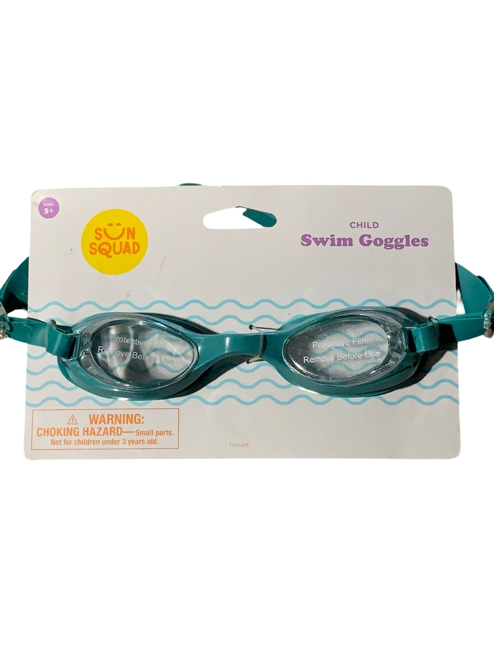 Sun Squad Child Swim Goggles Adjustable Strap for Kids Ages 3+ Comfortable Fit